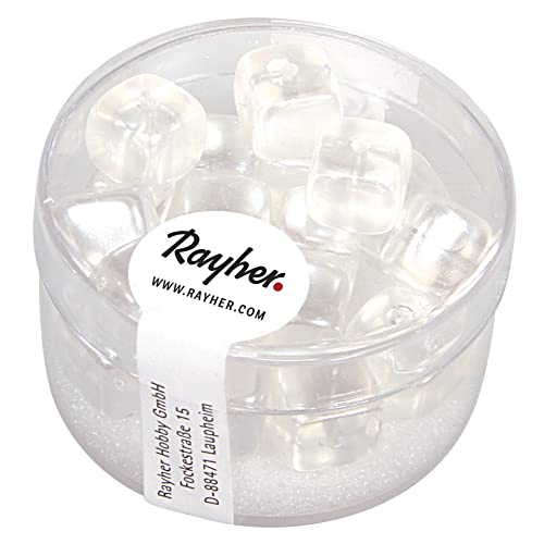 Rayher 14464100 Glasperle-Würfel, 8x9 mm, Dose 18 Stück, schneeweiß Rayher 14464100 Glasperle-Würfel, 8x9 mm, Dose 18 Stück, schneeweiß von Rayher