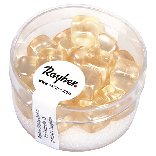 Rayher 14464104 Glasperle-Würfel, 8x9 mm, Dose 18 Stück, elfenbein Rayher 14464104 Glasperle-Würfel, 8x9 mm, Dose 18 Stück, elfenbein von Rayher