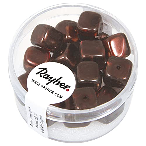 Rayher 14464532 Glasperle-Würfel, 8x9 mm, Dose 18 Stück, nougat Rayher 14464532 Glasperle-Würfel, 8x9 mm, Dose 18 Stück, nougat von Rayher