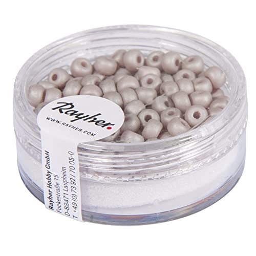 Rayher 14690535 Silk-Bead Glas Rocailles, 4mm ø, Dose 120Stück, taupe- Rayher 14690535 Silk-Bead Glas Rocailles, 4mm ø, Dose 120Stück, taupe- von Rayher