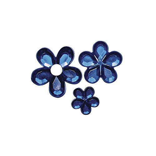 Rayher 1522710 Acryl-Strassblüten, Farbe dunkelblau, drei Größen 5, 8, 10 mm ø, Btl. 310 Stück, Strasssteine, Schmucksteine zum Aufkleben, Glitzersteine von Rayher