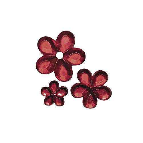 Rayher 1522718 Acryl-Strassblüten, Farbe rot, drei Größen 5, 8, 10 mm ø, Btl. 310 Stück, Strasssteine, Schmucksteine zum Aufkleben, Glitzersteine von Rayher