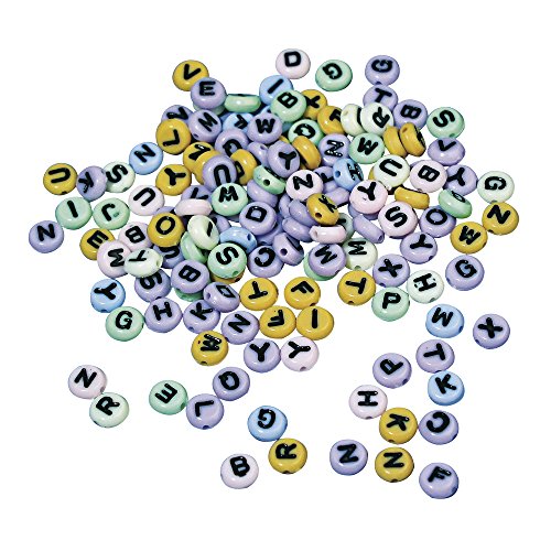 Rayher 1610049 Plastik-Buchstaben-Perlen rund, 8 mm, Blisterkarte 40g, von Rayher