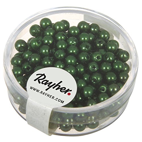 Rayher 1647129 Wachsperlen, 4 mm ø, Dose 240 Stück, grün von Rayher