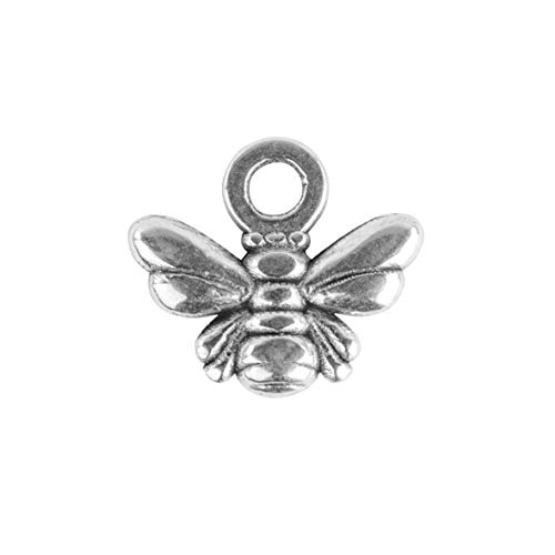 Rayher 2277422 Metall-Mini Anhänger Biene, silber, 11x10mm, SB-Btl 4Stück von Rayher