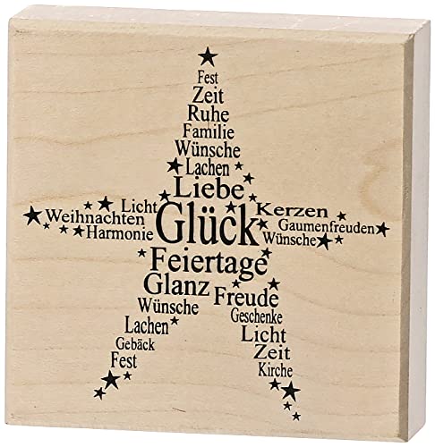 Rayher Hobby Rayher Stempel Holz "Stern", 7 x 7 cm, Holzstempel Weihnachten, zum Gestalten von Karten, Umschlägen, Geschenken, Butterer Stempel, 2802800 von Rayher