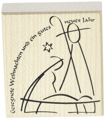 Rayher Stempel Holz "Gesegnete Weihnachten und...", 7 x 8 cm, Motivstempel Holz, Holzstempel, Textstempel, Weihnachtsstempel, Butterer Stempel, 28273000 von Rayher