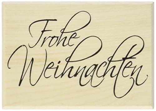 Rayher Stempel Holz "Frohe Weihnachten", 5 x 7 cm, Holzstempel, Textstempel, Weihnachtsstempel, Butterer Stempel, 28496000 von Rayher