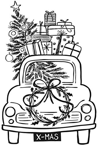 Rayher 29140000 Stempel Driving Home for Christmas, 7 x 10 cm von Rayher