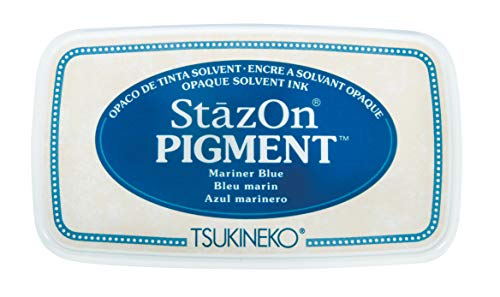 Rayher 29206386 StazOn Pigment-Stempelkissen, marine, 9,6 x 5,5x 2,2 cm, Stempelfarbe, Tsukineko von Rayher