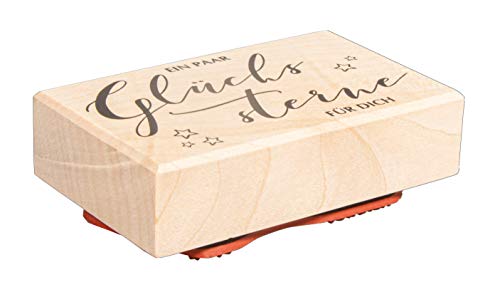 Rayher Stempel Holz „Glückssterne“, 5 x 8 cm, Holzstempel, zum Gestalten von Karten, Umschlägen, Geschenken, Motivstempel, Textstempel, 29215000 von Rayher