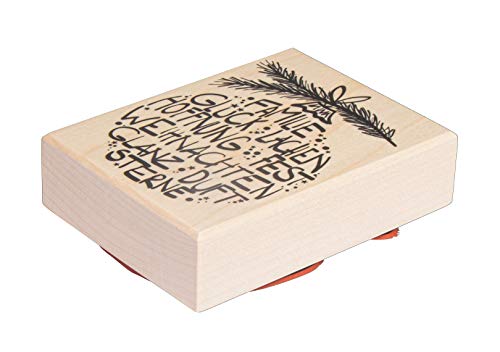 Rayher Stempel Holz "Weihnachtsglück", 6 x 8 cm, Holzstempel Weihnachten, zum Gestalten von Karten, Umschlägen, Geschenken, Butterer Stempel, 29219000 von Rayher