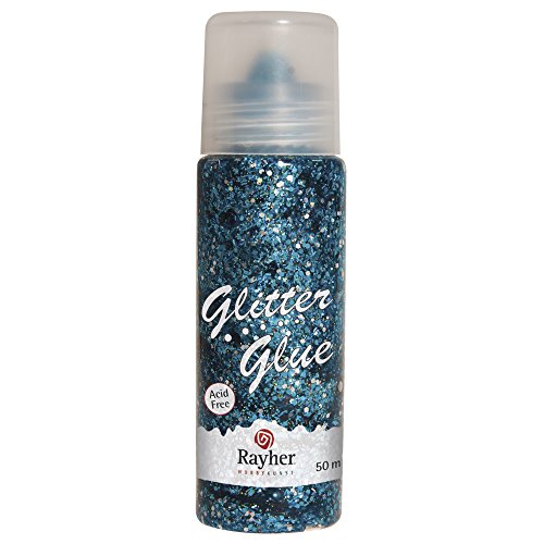 Rayher 30187376 Glitter-Glue grob, Flasche 50ml, royalblau von Rayher