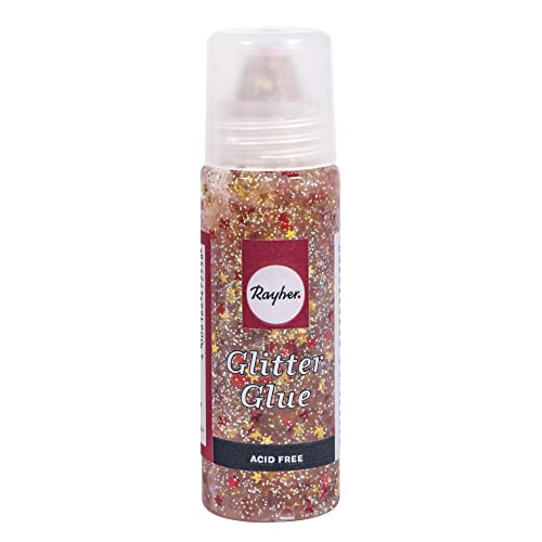 Rayher Glitter-Glue, Sternchen, rot/gold, Flasche mit feiner Dosierspitze, 50 ml, Glitzerkleber zum Basteln und Dekorieren, 30190287 Rayher Glitter-Glue, Sternchen, rot/gold, Flasche mit feiner Dosierspitze, 50 ml, Glitzerkleber zum Basteln und Dekorieren, 30190287 von Rayher