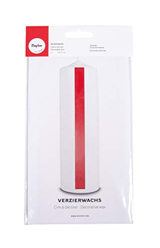 RAYHER HOBBY Rayher 3103718 Verzierwachs, rot, 2 Verzierwachsplatten 20 x 10 cm, Wachsfolie zum Kerzen verzieren, Kerzenwachs, Wachsfolie von Rayher