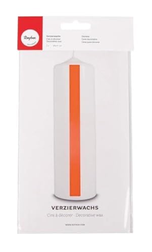 Rayher 3103734 Verzierwachs, orange, 2 Verzierwachsplatten 20 x 10 cm, Wachsfolie zum Kerzen verzieren, Kerzenwachs, Wachsfolie Rayher 3103734 Verzierwachs, orange, 2 Verzierwachsplatten 20 x 10 cm, Wachsfolie zum Kerzen verzieren, Kerzenwachs, Wachsfolie von Rayher