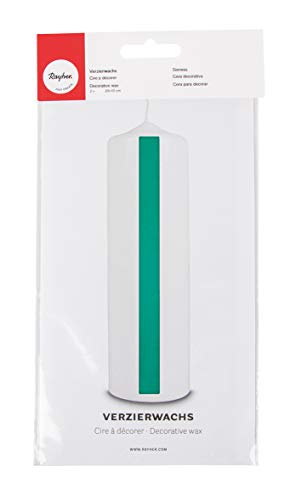 Rayher 3103765 Verzierwachs, helltürkis, 2 Verzierwachsplatten 20 x 10 cm, Wachsfolie zum Kerzen verzieren, Kerzenwachs, Wachsfolie von Rayher