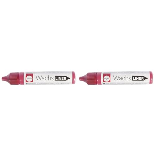 Rayher 31500287 Wachs-Liner, rot, Flasche 30 ml, zum Kerzen bemalen, Wachsstift, Flüssigwachs zum Malen direkt aus der Flasche, Klassikrot (Packung mit 2) von Rayher