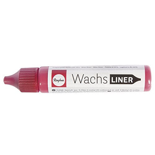 Rayher 31500287 Wachs-Liner, rot, Flasche 30 ml, zum Kerzen bemalen, Wachsstift, Flüssigwachs zum Malen direkt aus der Flasche, Klassikrot von Rayher