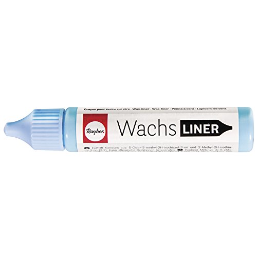 Rayher 31500358 Wachs-Liner, hellblau, Flasche 30 ml, zum Kerzen bemalen, Wachsstift, Flüssigwachs zum Malen direkt aus der Flasche von Rayher