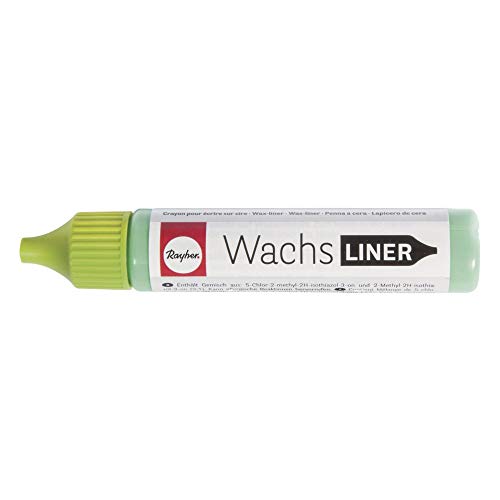 RAYHER HOBBY Rayher 31500409 Wachs-Liner, pastellgrün, Flasche 30 ml, zum Kerzen bemalen, Wachsstift, Flüssigwachs zum Malen direkt aus der Flasche von Rayher