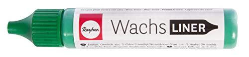RAYHER HOBBY Rayher 31500430 Wachs-Liner, grün, Flasche 30 ml, zum Kerzen bemalen, Wachsstift, Flüssigwachs zum Malen direkt aus der Flasche, Piniengrün von Rayher