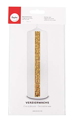 Rayher 31547000 Verzierwachs Kreise, gold glänzend, Verzierwachsplatte 20 x 10 cm, Wachsfolie zum Kerzen verzieren, Kerzenwachs, Wachsfolie Rayher 31547000 Verzierwachs Kreise, gold glänzend, Verzierwachsplatte 20 x 10 cm, Wachsfolie zum Kerzen verzieren, Kerzenwachs, Wachsfolie von Rayher