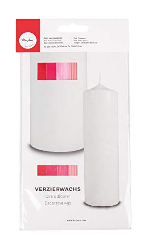 Rayher 31565264 Verzierwachs-Set Kommunion, 8 Verzierwachsplatten/-streifen, pink-Töne, Wachs zum Kerzen verzieren, ideal für Kommunionkerzen, Wachsfolie von Rayher