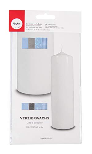 Rayher 31567358 Verzierwachs-Set Baby, 8 Verzierwachsplatten/-streifen, blau/weiß-Töne, Wachs zum Kerzen verzieren, ideal für Taufkerzen, Wachsfolie Rayher 31567358 Verzierwachs-Set Baby, 8 Verzierwachsplatten/-streifen, blau/weiß-Töne, Wachs zum Kerzen verzieren, ideal für Taufkerzen, Wachsfolie von Rayher