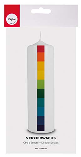 Rayher 31616000 Wachsfolie Regenbogenset, 10 x 5 cm, 10 Farben sortiert, zum Gestalten von Kerzen (Firmung, Konfirmation, Taufe, Hochzeit etc.) von Rayher