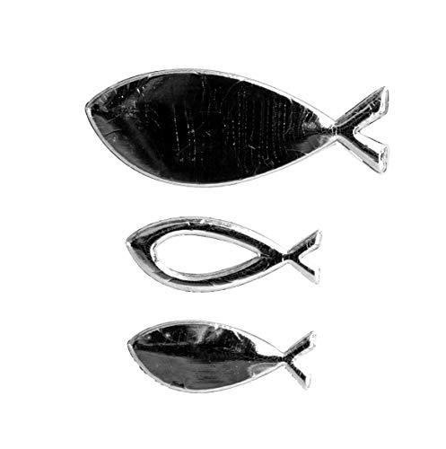 Rayher 31632606 Wachsmotiv Fische, silber, 2,4-4 cm, 3 Stück sortiert, zum Gestalten von Kerzen (Firmung, Konfirmation, Taufe, Hochzeit etc.) von Rayher