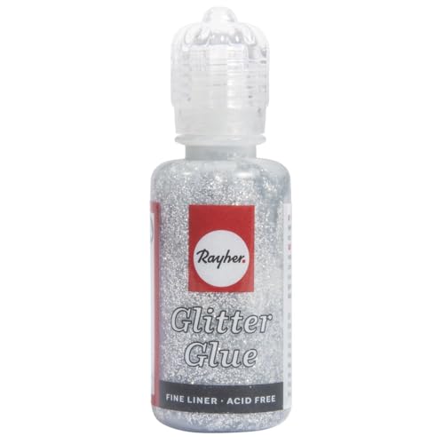 Rayher 33842610 Glitter-Glue holographisch, Flasche 20 ml, brill.silbe von Rayher