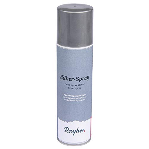 Rayher 3400222 Deko-Spray, silber, Styropor geeignet, Dose 150 ml von Rayher