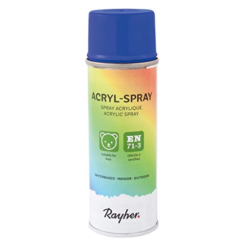 Rayher 34145385 Acryl-Spray, Acryllack, ultramarinblau, seidenmatt, Sprühlack für innen und außen, hohe Deckkraft, umweltbewusst spraylackieren, 200 ml (1er Pack) von Rayher