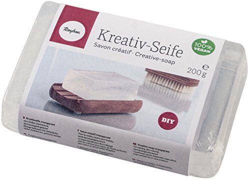 Rayher 34226000 Kreativ- Seife, hautfreundlich, Block 200 g, handgemacht, Wellness zum Selbermachen, 100% vegan, frei von tierischen Fetten und Ölen, Handseife, feste Seife, transparent/weiß von Rayher