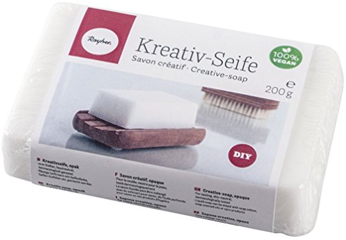 Rayher 34228000 Kreativ- Seife, hautfreundlich, Block 200 g, handgemacht, Wellness zum Selbermachen, 100% vegan, frei von tierischen Fetten und Ölen, Handseife, feste Seife, opak/weiß von Rayher