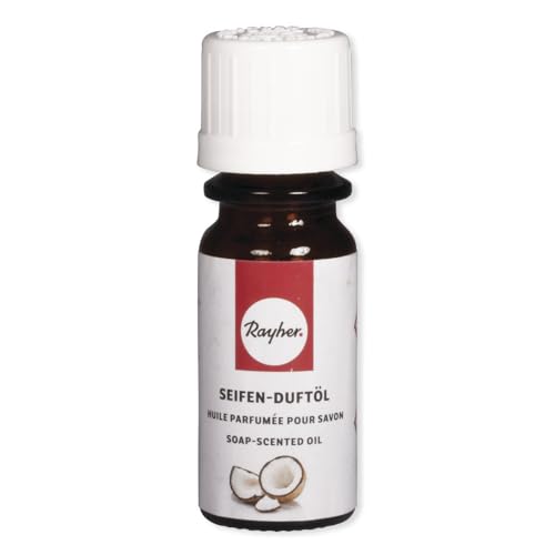 Rayher 34247000 Hobby Seifen Duftöl (100% vegan, in Glasflasche mit Kindersicherheitsverschluss, hautpflegende und wohltuende Wirkung) Kokos, 10 ml von Rayher