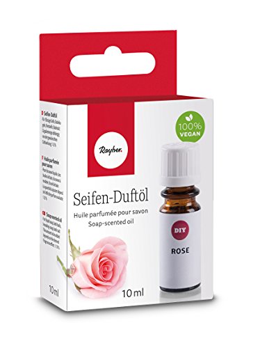 Rayher 34252000 Hobby Seifen Duftöl (100% vegan, in Glasflasche mit Kindersicherheitsverschluss, hautpflegende und wohltuende Wirkung) Rose, 10 ml von Rayher