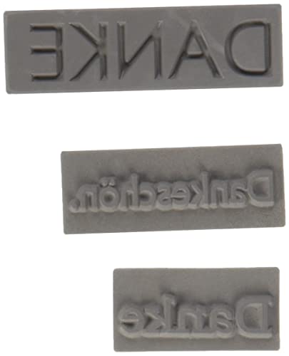RAYHER HOBBY Rayher 34262000 Reliefeinlage "Danke", Seifengießen, 30x15 mm, 40x15 mm, 50x15 mm, SB-Btl 3 Stück, Farblos von Rayher