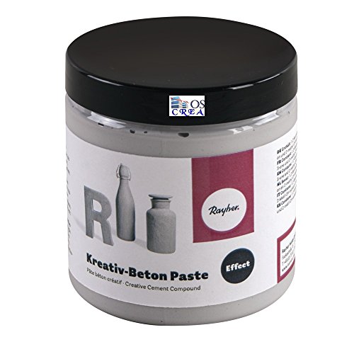 Rayher 34329000 Kreativ-Beton Paste, Dose 250 ml, Betongrau, auf Wasserbasis, Betonpaste für innen und außen, 0.71 x 0.71 x 0.8 cm von Rayher