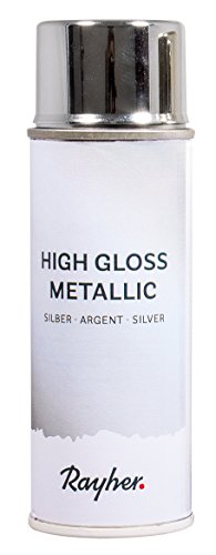 Rayher 34424606 High gloss Metallic Spray, silber, Dose 200 ml, hochglänzender Metallic-Effektspray, Acrylspray für Metalleffekte, für den Innenbereich von Rayher