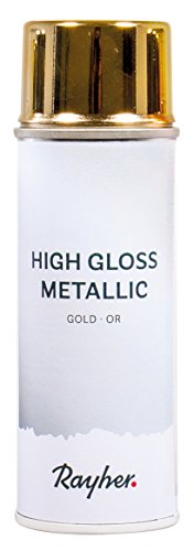 Rayher 34424616 High gloss Metallic Spray, gold, Dose 200 ml, hochglänzender Metallic-Effektspray, Acrylspray für Metalleffekte, für den Innenbereich von Rayher