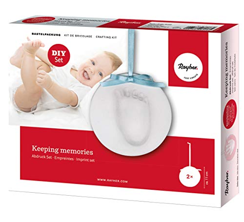 Rayher 34444000 Abdruck-Set Babyhände und Babyfüße, ein tolles Geschenk zur Geburt, Taufe, Babyparty, Material für 2 Abdruckanhänger, Handabdruck, Fußabdruck Baby, Sortiert von Rayher