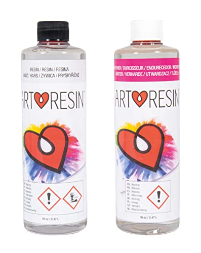 Rayher Art Resin Epoxyharz, 2 x je 470 ml (16 oz), Epoxidharz mit Härter, glasklar, zum Gießen und Beschichten, Gießharz, Schmuckherstellung, Formenbau, Weiß, 34452000 von Rayher