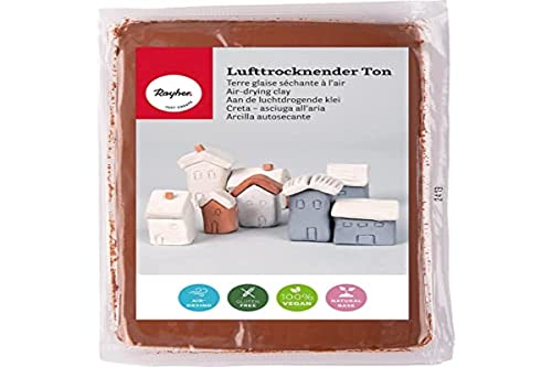 Rayher Lufttrocknender Ton, dunkelbraun, 1 kg, Modelliermasse, lufthärtend, weich, geschmeidig, ohne brennen, 3450105, 1000 g von Rayher