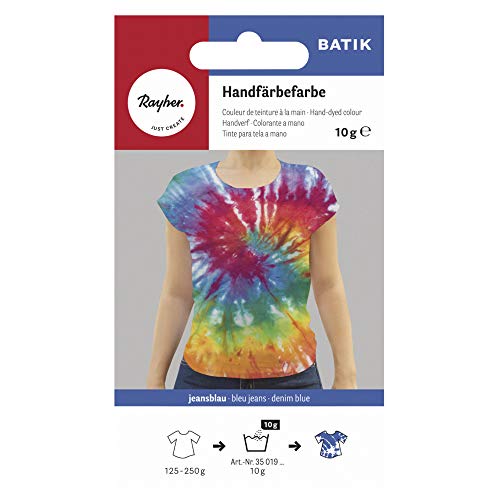 Rayher 35019372 Batik-Handfärbefarbe, jeansblau, Btl. 10 g, Batikfarbe, Textilfärbefarbe für ca. 125 - 250 g Stoff, Textilfarbe Rayher 35019372 Batik-Handfärbefarbe, jeansblau, Btl. 10 g, Batikfarbe, Textilfärbefarbe für ca. 125 - 250 g Stoff, Textilfarbe von Rayher
