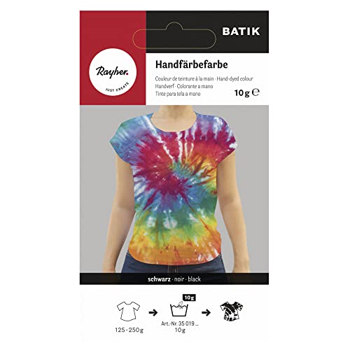 Rayher 35019576 Batik-Handfärbefarbe, schwarz, Btl. 10 g, Batikfarbe, Textilfärbefarbe für ca. 125 - 250 g Stoff, Textilfarbe Rayher 35019576 Batik-Handfärbefarbe, schwarz, Btl. 10 g, Batikfarbe, Textilfärbefarbe für ca. 125 - 250 g Stoff, Textilfarbe von Rayher