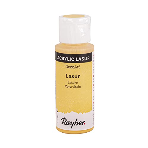 Rayher 35023159 Lasur, Flasche 59 ml, Holzlasur, Farbe für Holz, transparente, nicht deckende Acrylfarbe auf Wasserbasis, veredelt unbehandeltes Holz und andere saugende Untergründe, lichtgelb Rayher 35023159 Lasur, Flasche 59 ml, Holzlasur, Farbe für Holz, transparente, nicht deckende Acrylfarbe auf Wasserbasis, veredelt unbehandeltes Holz und andere saugende Untergründe, lichtgelb von Rayher