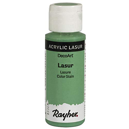 Rayher 35023408 Lasur, Flasche 59 ml, Holzlasur, Farbe für Holz, transparente, nicht deckende Acrylfarbe, veredelt unbehandeltes Holz und andere saugende Untergründe, mintgrün von Rayher