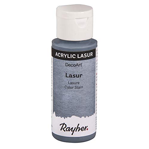Rayher 35023566 Lasur, Flasche 59 ml, Holzlasur, Farbe für Holz, transparente, nicht deckende Acrylfarbe, veredelt unbehandeltes Holz und andere saugende Untergründe, blaugrau Rayher 35023566 Lasur, Flasche 59 ml, Holzlasur, Farbe für Holz, transparente, nicht deckende Acrylfarbe, veredelt unbehandeltes Holz und andere saugende Untergründe, blaugrau von Rayher